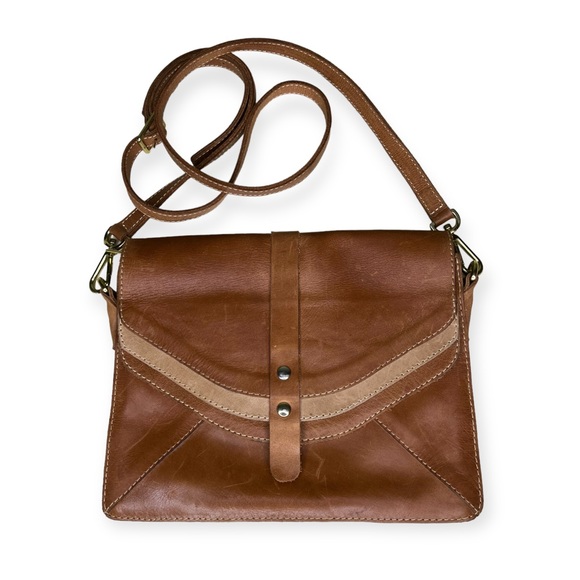 Sseko Bags Sseko Designs Genuine Brown Leather Crossbody Saddle Bag